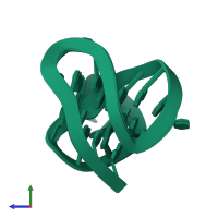 PDB entry 2jsm coloured by chain, ensemble of 10 models, side view.