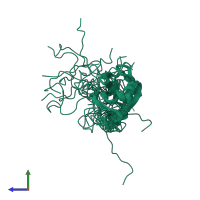 PDB entry 2jsn coloured by chain, ensemble of 20 models, side view.