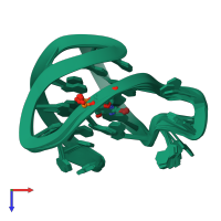 PDB entry 2jsq coloured by chain, ensemble of 10 models, top view.