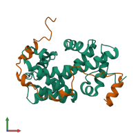 Hetero dimeric assembly 1 of PDB entry 2jss coloured by chemically distinct molecules, front view.