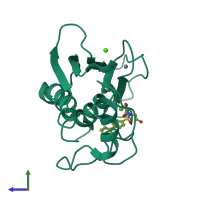 PDB entry 2jt5 coloured by chain, side view.