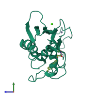 PDB entry 2jt6 coloured by chain, side view.