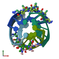 PDB entry 2jt7 coloured by chain, ensemble of 10 models, front view.