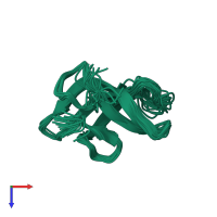 PDB entry 2jtf coloured by chain, ensemble of 20 models, top view.