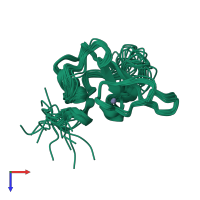 PDB entry 2jtg coloured by chain, ensemble of 20 models, top view.