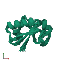 PDB entry 2jts coloured by chain, ensemble of 21 models, front view.