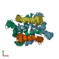 PDB entry 2jtt coloured by chain, ensemble of 20 models, front view.