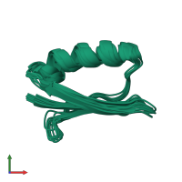 PDB entry 2ju6 coloured by chain, ensemble of 10 models, front view.