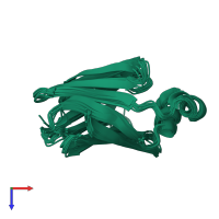 PDB entry 2ju7 coloured by chain, ensemble of 10 models, top view.