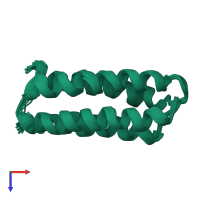 PDB entry 2jua coloured by chain, ensemble of 20 models, top view.