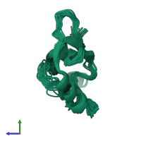 PDB entry 2jub coloured by chain, ensemble of 20 models, side view.