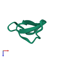 PDB entry 2jue coloured by chain, ensemble of 20 models, top view.
