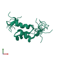 PDB entry 2juj coloured by chain, ensemble of 15 models, front view.