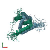 PDB entry 2juz coloured by chain, ensemble of 20 models, front view.