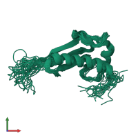 PDB entry 2jva coloured by chain, ensemble of 20 models, front view.