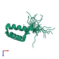 PDB entry 2jvd coloured by chain, ensemble of 20 models, top view.