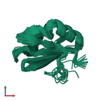 PDB entry 2jvo coloured by chain, ensemble of 20 models, front view.