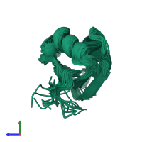 PDB entry 2jvo coloured by chain, ensemble of 20 models, side view.