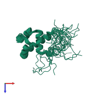 PDB entry 2jvw coloured by chain, ensemble of 20 models, top view.