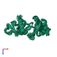 PDB entry 2jvz coloured by chain, ensemble of 20 models, top view.