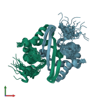 PDB entry 2jw8 coloured by chain, ensemble of 20 models, front view.