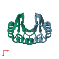 PDB entry 2jwk coloured by chain, ensemble of 20 models, top view.