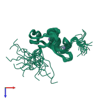 PDB entry 2jwo coloured by chain, ensemble of 20 models, top view.