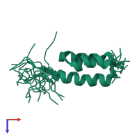 PDB entry 2jws coloured by chain, ensemble of 20 models, top view.