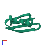 PDB entry 2jwu coloured by chain, ensemble of 20 models, top view.
