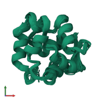 PDB entry 2jww coloured by chain, ensemble of 20 models, front view.