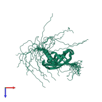 PDB entry 2jwy coloured by chain, ensemble of 20 models, top view.