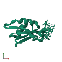 PDB entry 2jx2 coloured by chain, ensemble of 20 models, front view.