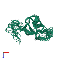 PDB entry 2jxd coloured by chain, ensemble of 15 models, top view.