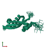 PDB entry 2jxt coloured by chain, ensemble of 20 models, front view.