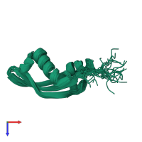 PDB entry 2jxt coloured by chain, ensemble of 20 models, top view.