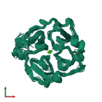 PDB entry 2jxy coloured by chain, ensemble of 20 models, front view.