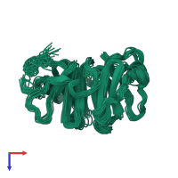 PDB entry 2jxy coloured by chain, ensemble of 20 models, top view.