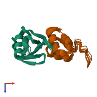 PDB entry 2jy6 coloured by chain, ensemble of 10 models, top view.