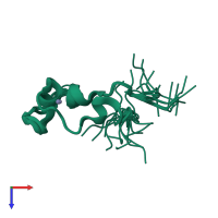 PDB entry 2jyi coloured by chain, ensemble of 14 models, top view.