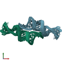 PDB entry 2jyj coloured by chain, ensemble of 10 models, front view.