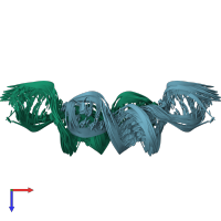 PDB entry 2jyj coloured by chain, ensemble of 10 models, top view.