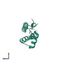 PDB entry 2jyl coloured by chain, side view.