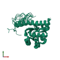 PDB entry 2jyn coloured by chain, ensemble of 20 models, front view.