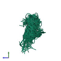 PDB entry 2jyy coloured by chain, ensemble of 20 models, side view.