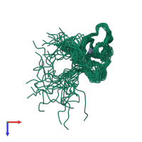 PDB entry 2jz8 coloured by chain, ensemble of 20 models, top view.