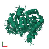 PDB entry 2jzc coloured by chain, ensemble of 10 models, front view.