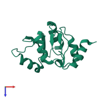 PDB entry 2jze coloured by chain, top view.