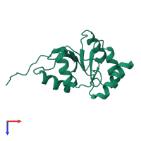 PDB entry 2jzf coloured by chain, top view.