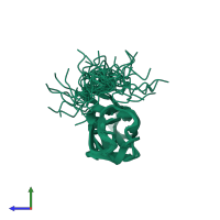 PDB entry 2jzj coloured by chain, ensemble of 30 models, side view.