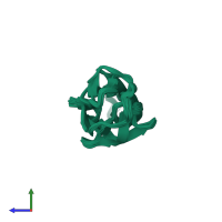 PDB entry 2jzk coloured by chain, ensemble of 30 models, side view.